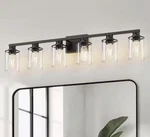 Yansun 40 In. 5-LIGHT Black Bathroom Vanity Light, Modern Fixture. Fixed Price $61.60.