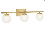 New Bathroom Vanity 3 Lights Fixtures Brushed Brass Milk White Globe Gl.... Fixed Price $70.00.