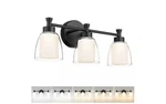 Jazava 20.5" 3-LIGHT Black Modern 15 Led Vanity W/ Clear Frosted Glass. Fixed Price $71.50.