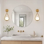2 Pack 19'' Led Wall Light Indoor Modern White Globe Glass Sconce Gold Fixture. Fixed Price $123.99.