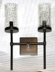 Pottery Barn 2-LIGHT Rustic Sconce W/clear Hammer Glass Shade, Oil-rubbed Bronze. Fixed Price $116.99.