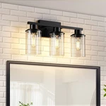 Black Bathroom Vanity Fixtures Over Mirror 3-LIGHT Wall Sconce Lamp Lig.... Fixed Price $40.82.