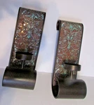 Set Elements Mosaic Crackle Metal Brown Scroll Wall Candle Sconce 10" X 3.5". Fixed Price $12.00.