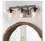 Lnc Weyland Farmhouse Rust Black Bathroom Vanity Light Faux Wood Accents. Fixed Price $63.58.
