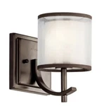 Kichler Tallie Wall Sconce W/ Etched White Glass Shade, Mission Bronze 45449MIZ. Fixed Price $69.99.