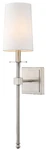 Z-lite 1-LIGHT Brushed Nickel Wall Sconce With White Fabric Shade. Fixed Price $79.20.
