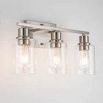 Emong Brushed Nickel Bathroom Fixtures, 3-LIGHT Vanity Lights With Clea.... Fixed Price $63.52.
