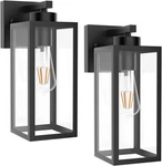Outdoor Wall Lantern 2 Pack Black Exterior Sconce With Clear Glass Shade. Fixed Price $38.98.