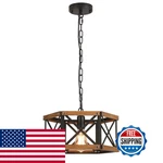 Rkucsr Rustic Farmhouse Wood Pendant Fixture One-light Adjustable Chain. Fixed Price $91.34.