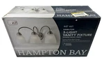Hampton Bay Hamilton 3-LIGHT Brushed Nickel Vanity Frosted Glass Shades. Fixed Price $28.47.