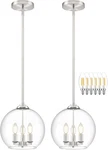 Yshomestunn 12" Globe Pendant Lights Kitchen Island Pack Glass Nickel. Fixed Price $229.00.