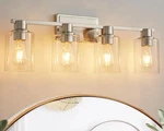 Deyidn Farmhouse 27.36 In. 4-LIGHT Nickel Vanity W/clear Glass Shades. Fixed Price $39.90.