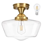 Brass Schoolhouse Light Fixture 12" Mid Century Lig.... Fixed Price $96.49.