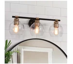 Zevni 22 In. 3-LIGHT Modern Brass Bathroom Vanity Light, Globe Seeded Glass Rust. Fixed Price $44.93.