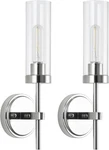 Wilon Modern Wall Sconces Set Of 2, Chrome Vanity Lights With Clear Glass Shades. Fixed Price $41.36.