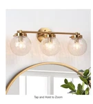 Lnc Vanity 8"X21.7"X8.7" 3-LIGHT Brass W/cracked Ice Glass Globe Shades. Fixed Price $69.99.
