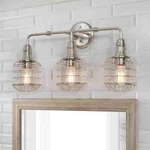 Lnc 3-LIGHT Nickel Modern Industrial Cage Silver Linear Wall Sconce Vanity. Fixed Price $85.14.