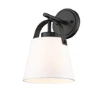 Z-lite Z-studio 8 In. 1-LIGHT Matte Black Wall Sconce W/ Ivory Fabric Shade. Fixed Price $24.95.