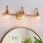 Gold Light, Modern Bathroom Fixtures Over Mirror, 3-LIGHT Vanity.... Fixed Price $64.19.