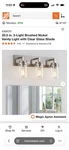 Kawoti 20.5 In 3-LIGHT Brushed Nickel Vanity Light, Clear Glass, E26. Fixed Price $35.00.