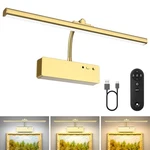Gold Rechargeable Picture Light 15 Inch Wireless Wall Art With Remote. Fixed Price $48.99.