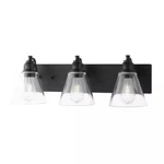 New Hampton Bay Manor 24 IN.3-LIGHT Matte Black Industrial Bathroom Vanity. Fixed Price $85.00.