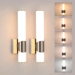 Wall Sconces Set Of 2, Brushed Gold Bathroom Dimmable Led Lighting. Fixed Price $59.62.