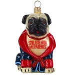 Joy To The World Pug In Bath Robe Still Live With Parents Polish Glass Ornament. Fixed Price $69.98.