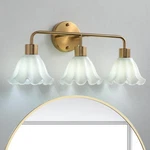 3 Gold Brass Bathroom Fixture,brush Vanity Lighting Over Mir.... Fixed Price $97.33.