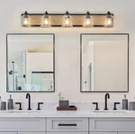Tmfxgx Model # LXT-40BK2-Y 40" Farmhouse 5 Light Bathroom Vanity Fixture. Fixed Price $99.99.