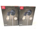 2PK Globe Evans 6.5 In. 1-LIGHT Black Wall Sconce Caged Shade Plug-in/hardwire. Fixed Price $42.99.