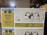 Hampton Bay Reims 3-LIGHT Berre Walnut Vanity Fixture. Fixed Price $58.00.