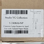 Visual Comfort Cranston Large Sconce Aged Iron Natural Paper Shade 2408AI-NP. Fixed Price $199.99.