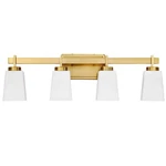 Morauroral 27.6 In. 4-LIGHT Brushed Gold Bathroom Vanity With Frosted Glas. Fixed Price $55.43.