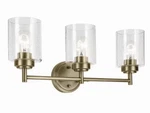 Kichler Winslow 21.5" 3-LIGHT Natural Brass Vanity Clear Seeded Glass 45886 Nbr. Fixed Price $54.99.