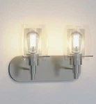 New Hampton Bay Lettie 2-LIGHT Brushed Nickel Vanity. Fixed Price $40.00.
