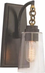 Industrial Dillon Wall Sconce With Brass And Clear Glass. Fixed Price $719.00.