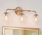 Durent Lighting Gold Bathroom Fixture, 3 Vanity Lights -. Fixed Price $78.40.