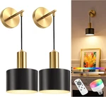 Gold & Black Battery Operated Wall Sconce Set Of 2 With Remote 9 Colors. Fixed Price $75.99.