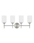 Home Decorators Ayelen 4-LIGHT Brushed Nickel Vanity W/ Opal White Glass. Fixed Price $99.99.