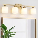Mecgirn Stainless Steel Milk Glass Vanity Lights For Bathroom, 4 Gold B.... Fixed Price $165.16.