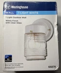 Westinghouse 1-LIGHT Outdoor Wall Fixture White Finish Clear Glass 66878 New. Fixed Price $12.99.
