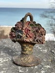 Antique Flower Basket Doorstop Cast Iron Colorful Victorian 1925 Wilmette. Fixed Price $104.65.