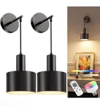 Battery Operated Wall Sconce Set Of 2, Black Wireless Rechargeable Light.... Fixed Price $54.99.