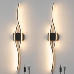 Modern Plug In Wall Sconces Set Of Two, Rc Dimmable Led Light, Blac. Fixed Price $183.99.
