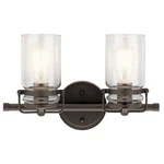 Kichler Brinley 15.75 In. 2-LIGHT Olde Bronze Vanity W/ Clear Glass. Fixed Price $34.95.
