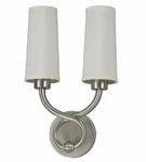Hudson 2 Light Led Satin Nickel Wall Sconce With Hardback Linen Shades $360. Fixed Price $59.99.