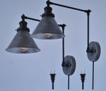 Lot Of 2 Lnc Swing Arm Wall Lamps Modern Plug Sconce Hardwired Silver. Fixed Price $55.99.