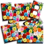 Colorful Buttons Light Switch Plate Outlet Sewing Hobby Tailor Studio Shop Decor. Fixed Price $20.39.