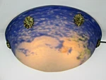 Vintage Glass Quarter Globe Wall Scone Lamp Elegant Blue White ?movie Theater. Fixed Price $120.00.